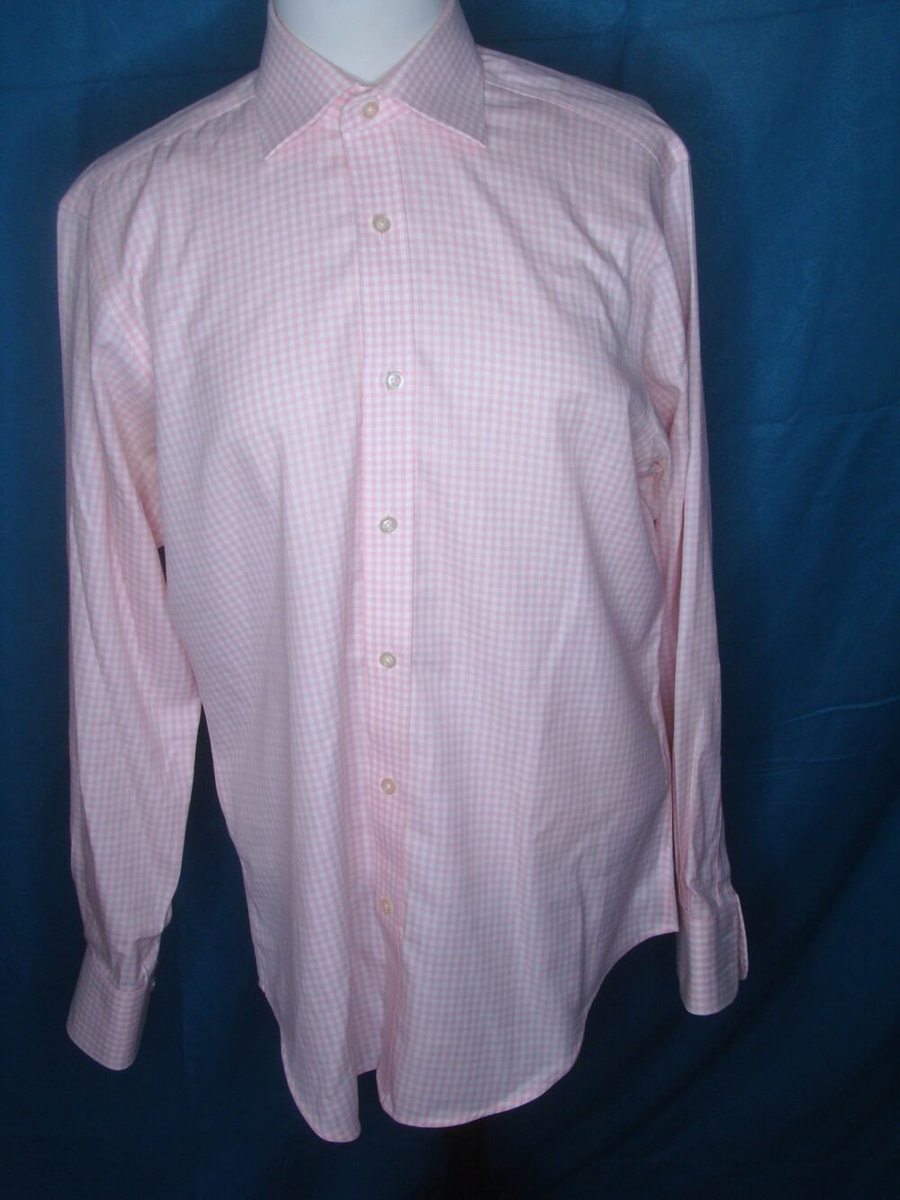 Bespoke T.M. Lewin NON-IRON 100% COTTON White/Pink Check SHIRT Size 15.5/34.5